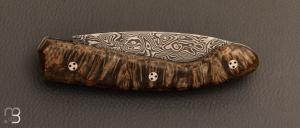   Couteau " Ariégeois " par la Coutellerie Savignac - Loupe d'érable stabilisée et Damasteel