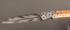    Couteau  "  Balrog L Slim " par Florian Keller - Mammouth et damas plume