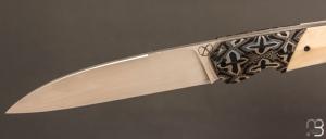    Couteau " Balrog L Slim " par Florian Keller - Ivoire de phacochère et RWL34