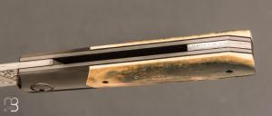  Couteau "Barlow" custom par Romain Lopez - Ivoire de mammouth et Damasteel