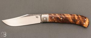    Couteau  " Big Trapper " par Laurent Gaillard - Fourche de peuplier stabilisée et 90McV8