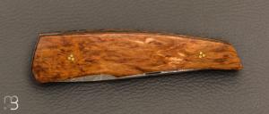  Couteau " custom " Bouleau madré stabilisé et damas San-Maï Carbone Cuivre par Alain & Joris Chomilier