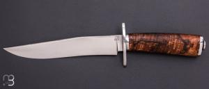     Couteau "Bowie" de Nicolas Mestrallet - Atelier du couteau Vaunaveys - Hêtre echauffé et 80CrV2
