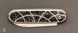 Couteau "Bull'ix" custom de Florent Dall'ava - L'atelier Dall'ava - Onyx argent et lame en RWL34