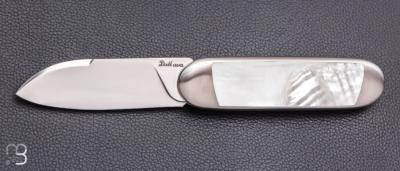    Couteau "Bull'ix" custom de Florent Dall'ava - L'atelier Dall'ava - Nacre blanche et lame en RWL34
