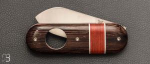 Couteau " Cerbère® Coupe cigare " pliant par l'Atelier Les 2 Diables - Wengué/redheart et 14c28N