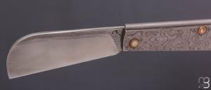   Couteau " Colonial " custom de poche par Gilles Reverdy - XC100 et plaquettes damas