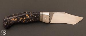 Couteau " Darknight " de collection par Olivier Ouertal - Loupe de bouleau teinté stabilisé et lame en RWL34