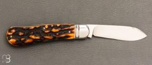    Couteau  " Dogleg Jack " custom par Dr David Taber - Amber Stag