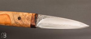  Couteau Droit forgé main par Jean Paul Sire - Peuplier stabilisé et lame acier C130