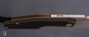  Couteau " Elementak " de GTKnives - Thomas Gony - G10 Black / Tan / Khaki et RWL34 stonewash