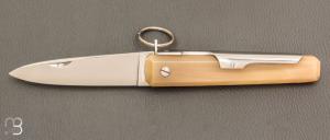 Couteau de poche Facette corne blonde 12cm avec anneau par J. Mongin