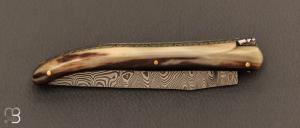  Couteau Laguiole 11 cm par la Forge de Laguiole - Pointe de corne et lame damas