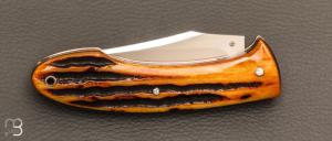     Couteau " Frelon " custom par Raphaël Durand - Jigged bone et lame en RWL34