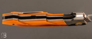  Couteau  "  Front-flipper " custom par Romain Lopez - Micarta butterscotch et RWL-34