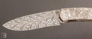   Couteau " GYR " custom par Tim Bernard - Météorite et lame damas plume