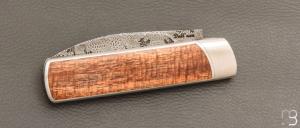 Couteau " Gentleman " pompe avant custom de Florent Dall'ava - Lame damas de Nicolas Mestrallet