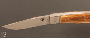    Couteau " Jack " pliant par Tanguy Coillot - Ivoire de mammouth et lame en RWL34