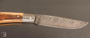  Couteau  "  Jacknife " custom de Jérôme Bellon - Ivoire de mammouth et lame damas
