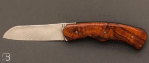   Couteau " custom " par Jol Grandjean - bois de fer d'Arizona et lame damas Suminagashi
