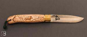   Couteau de poche José Da Cruz " Décalé collection " en bois de hêtre - Modèle "Sanglier"
