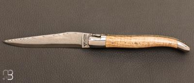 Couteau Laguiole en Aubrac Erable ondé doubles platines lame VG10 Suminagashi