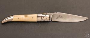  Couteau  "  Laguiole custom" de Jacques Jobin - Mammouth / Titane et damas