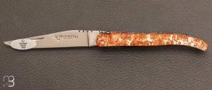 Couteau Laguiole en Aubrac 10cm - Acrylique paillet cuivre
