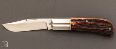 Couteau " Lanny's clip " Amber Stag de Ken Steigerwalt