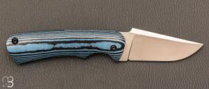 Couteau " Le 05 " par MTBlades Benjamin Thuillier - Paperstone bleu et lame en 14C28