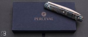 Couteau " Le Français "  par Atelier Perceval - Loupe de peuplier bleu stabilisée et 19C27