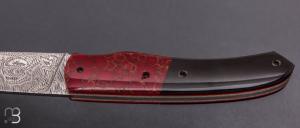  Couteau " Le Shogun " par Lames de l'Ouest - Buffle / Jaspe et Damasteel