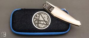     Couteau " Liner-lock custom " de Berthelemy Gabriel - La Forge Agab - Ivoire de mammouth et RWL34