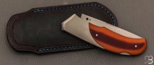  Couteau " Lock-back" custom pliant par Mathis Poujol - Micarta et RWL-34