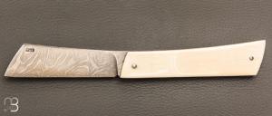  Couteau " London " custom par Samuel Guichard - Ivoire de mammouth et damas de Mickael Moing