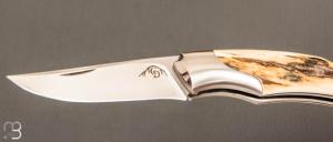 Couteau " Lutra Mini " Lock-back custom par Cyril Doche - Ivoire de mammouth et RWL34