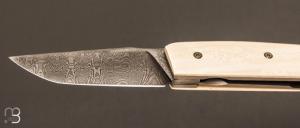   Couteau " Mastard " custom par Christophe Arbogast - Ivoire de mammouth et lame damas de Samuel Lurquin