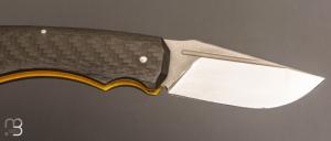   Couteau " Midnight " slipjoint custom par Olivier Ouertal - Fibre de carbone et lame en RWL34