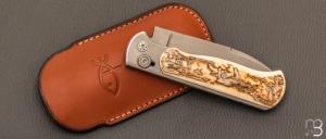  Couteau "  Morpho " par Éric Parmentier - Ivoire de mammouth et RWL-34