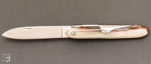   Couteau  " Navette 10 cm "  par J. Mongin - Corne blonde