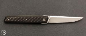   Couteau " No Name " custom par Cyril Doche - Fibre de carbone et lame en RWL34