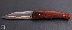  Couteau " Pièce unique " par Alain & Joris Chomilier - Damas carbone de Baker Forge et loupe d'amboine