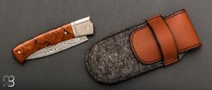  Couteau " Pièce unique " custom par Rémi Lavialle - Loupe de Bois de fer et lame en Damasteel