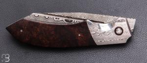    Couteau " Razorback XL " custom de Stéphane Sagric - Bois de fer et lame damas de Camille Sennegon