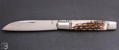 Couteau " Rumilly " par Romain Alvarez - Bois de cerf et lame en RWL34