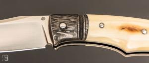    Couteau " Ryan's " custom par Raphaël Durand - Ivoire de phacochère et damas S. Lurquin