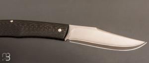 Couteau " Slack " custom par Raphaël Durand - Fibre de carbone et Suminagashi