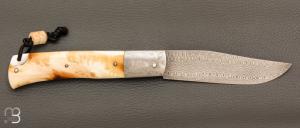    Couteau " Slipjoint " par Romain Alvarez - Ivoire de phacochère damas