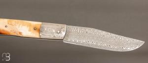    Couteau " Slipjoint " par Romain Alvarez - Ivoire de phacochère damas