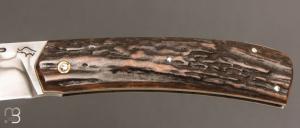  Couteau " Slipjoint " custom par Guy Poggetti - Bois de cerf et lame en C130